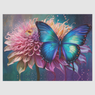Blue butterfly and the Dahlia Tissue Paper