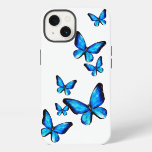 Blue butterfly aqua watercolor illustration speck iPhone 13 case