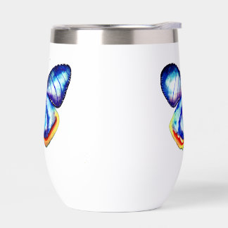 Blue Butterfly Art Frosted Glass Mug