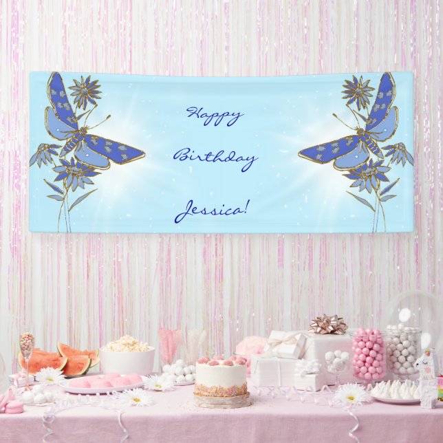 Blue Butterfly Banner (Party)