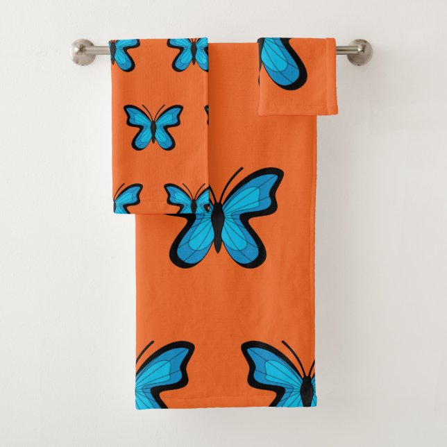 Blue Butterfly Bath Towel Set (Insitu)