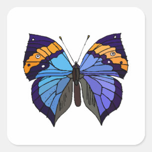 Blue butterfly beautiful cute trendy square sticker
