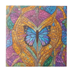 Blue Butterfly Beautiful Mosaic Ceramic Tile