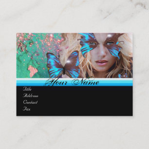 BLUE BUTTERFLY BEAUTY MAKEUP ARTIST Pink Green Business Card