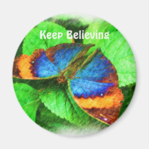 Blue Butterfly Believe Affirmations Magnet