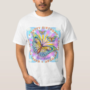 Blue Butterfly birthday custom t-shirts