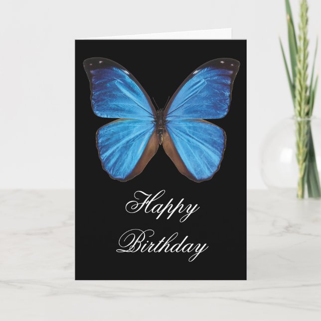 Blue Butterfly Birthday Greeting Card (Front)