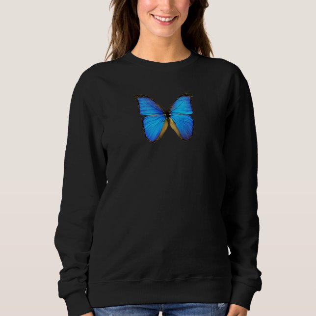 Blue Butterfly Blue Monarch Grunge Aesthetic Sweatshirt (Front)