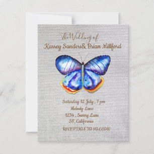 Blue Butterfly Canvas Wedding Card