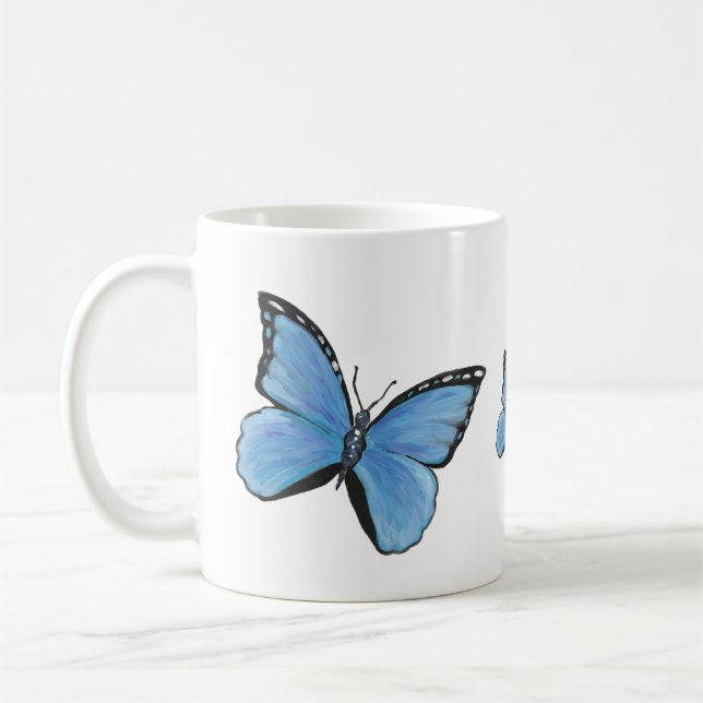 Blue Butterfly Ceramic Mug (Left)