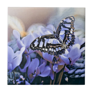 Blue Butterfly Ceramic Tile