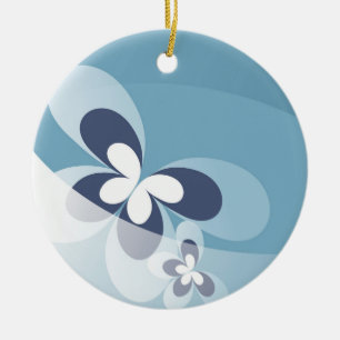 Blue Butterfly Christmas Ornament. Ceramic Tree Decoration