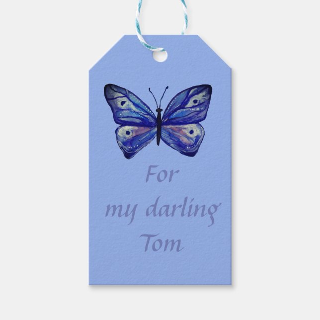 Blue Butterfly Custom Gift Tags (Front)