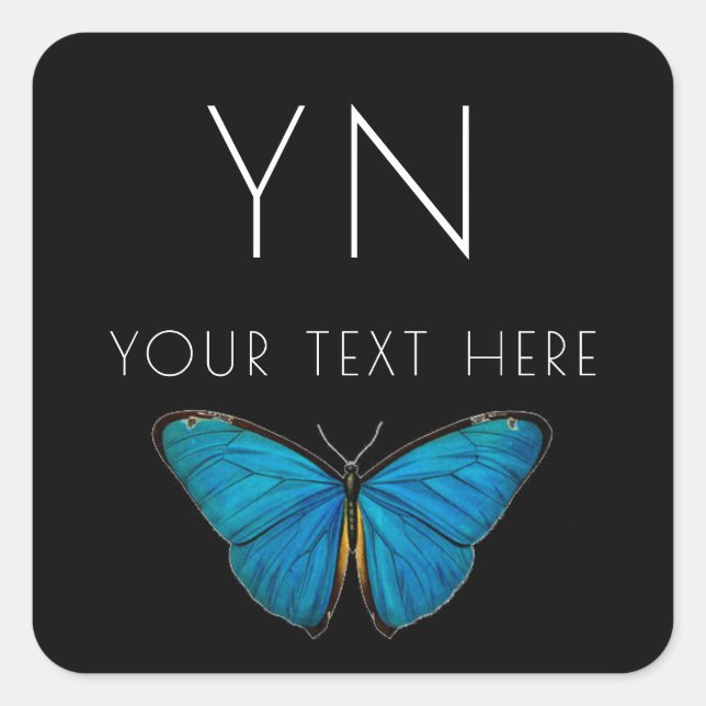 BLUE BUTTERFLY CUSTOM NAME STICKER (Front)
