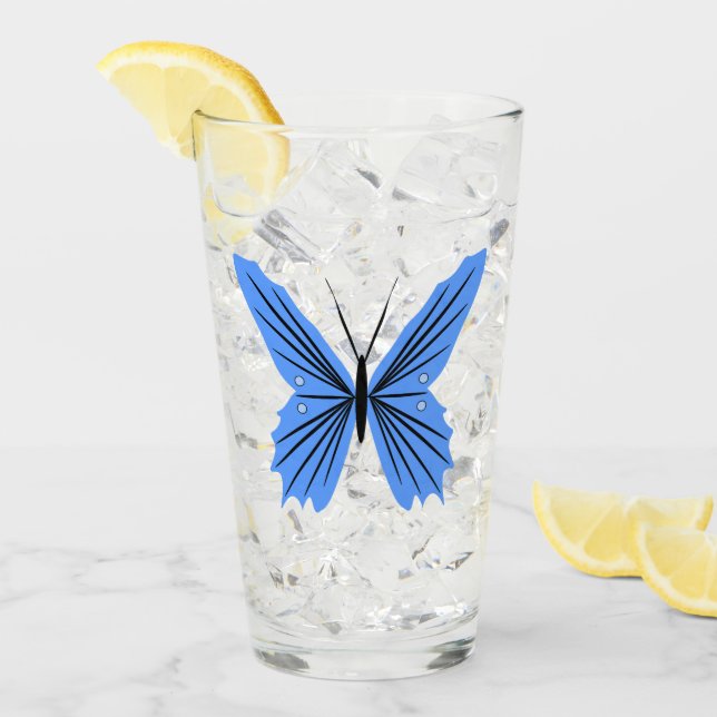 Blue Butterfly Design Glass (Front Ice)