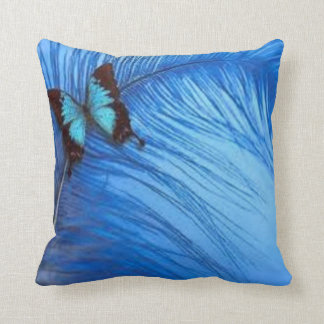 blue butterfly feather cushion
