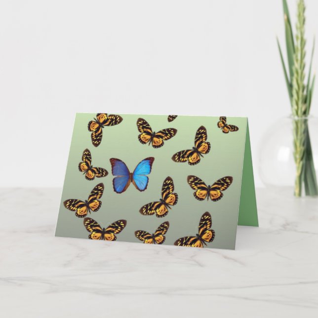 Blue Butterfly Fibromyalgia Thinking of you Card (Front)