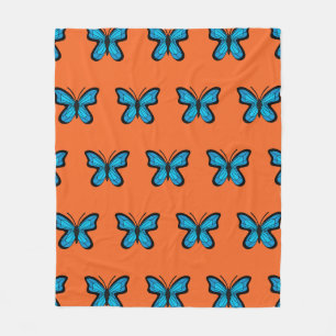 Blue Butterfly Fleece Blanket