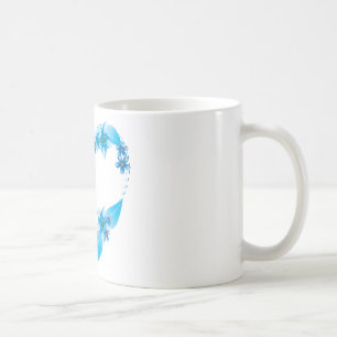 Blue Butterfly Floral Heart Coffee Mug