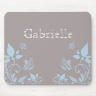 Blue Butterfly Floral Mousepad