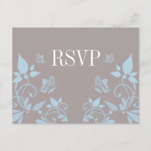 Blue Butterfly Floral RSVP Postcard