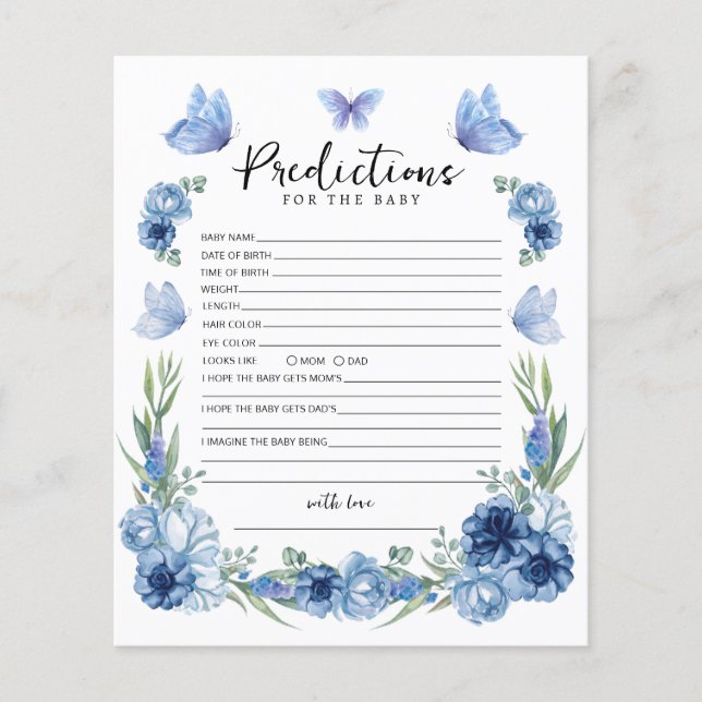 Blue Butterfly Flowers Prediction Baby Game (Front)