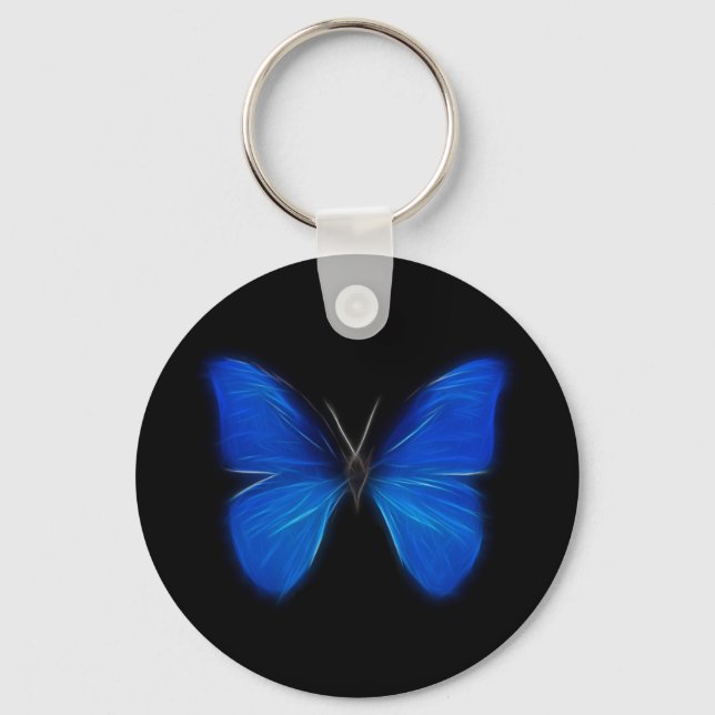 Blue Butterfly Flying Insect Key Ring (Front)
