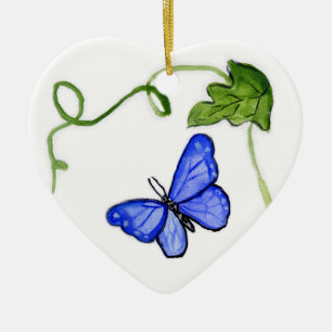 Blue Butterfly Garden Art Custom Ornament Pendant