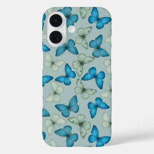 Blue Butterfly Garden Pattern iPhone 16 Case