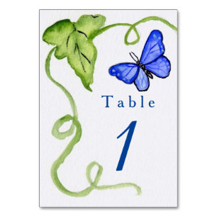 Blue Butterfly Garden Unique Table Cards Numbers