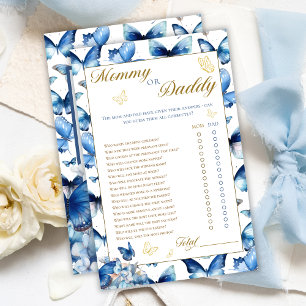 Blue Butterfly Gold Accent Mommy or Daddy Game