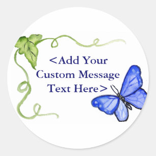 Blue Butterfly & Green Vine Label Stickers
