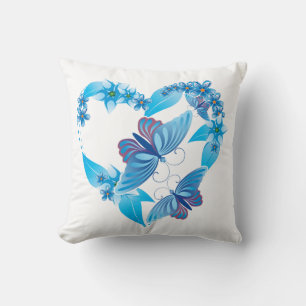 Blue Butterfly Heart American MoJo Cushion