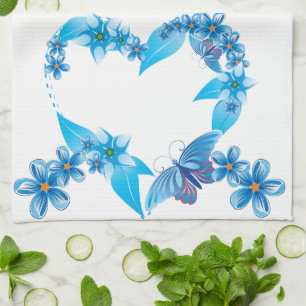 Blue Butterfly Heart American MoJo Kitchen towel