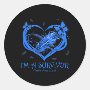 Blue Butterfly Heart I'm A Survivor Ataxia Awarene Classic Round Sticker