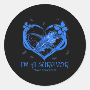 Blue Butterfly Heart I'm A Survivor Ataxia Awarene Classic Round Sticker