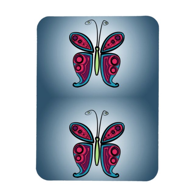Blue butterfly illustration magnet (Vertical)