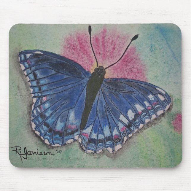 BLUE BUTTERFLY IN A MEADOW MOUSE PAD (Front)