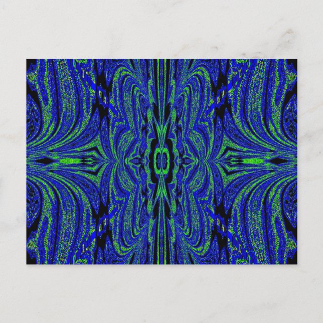 Blue Butterfly in Green Postcard (Front)