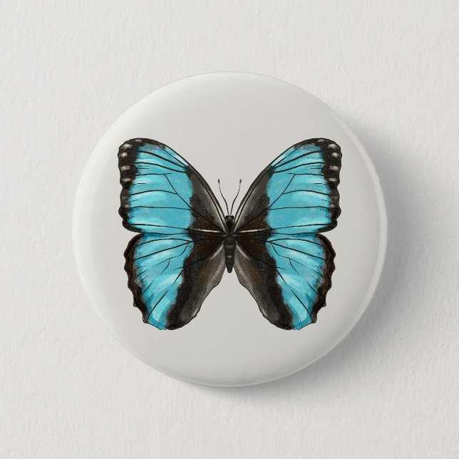 Blue Butterfly Insect Art Nature Lover 6 Cm Round Badge (Front)
