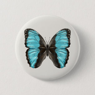 Blue Butterfly Insect Art Nature Lover 6 Cm Round Badge