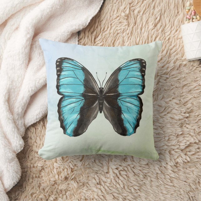 Blue Butterfly Insect Art Nature Lover Cushion (Blanket)