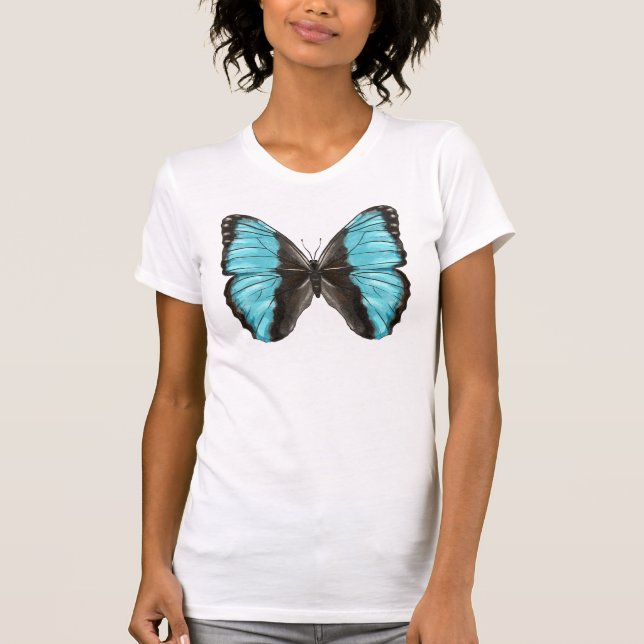 Blue Butterfly Insect Art T-Shirt (Front)