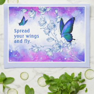 Blue Butterfly Inspirational Kitchen Towel