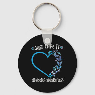Blue Butterfly Just Cure It November diabetes awar Key Ring
