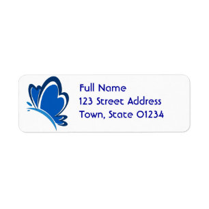 Blue Butterfly Mailing Label Return Address Label
