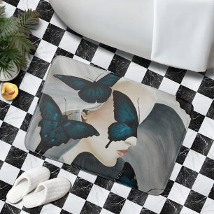 Blue Butterfly Masquerade Bath Mat