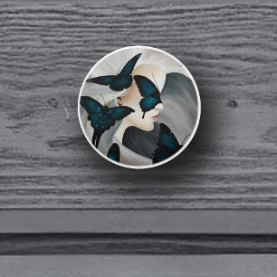Blue Butterfly Masquerade Elegant Fantasy Ceramic Knob