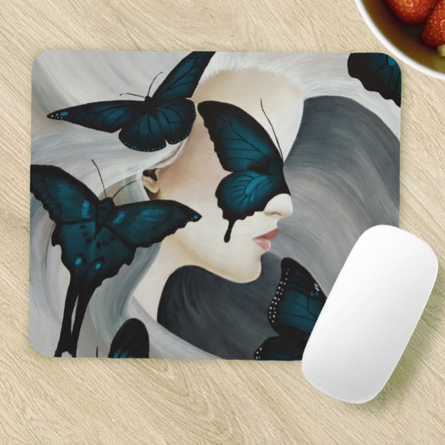 Blue Butterfly Masquerade Elegant Fantasy  Mouse Pad (Creator Uploaded)