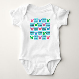 BLUE BUTTERFLY MIRACLES HAPPEN DESIGN BABY BODYSUIT